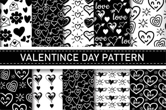 Black and White Valentine's Day Patterns for Creative Projects