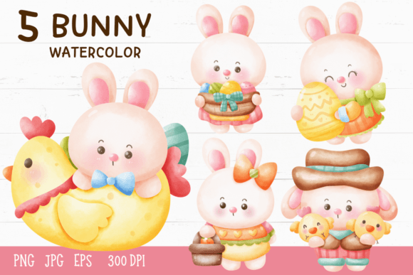 Easter Watercolor Cute Bunny Kawaii Pet