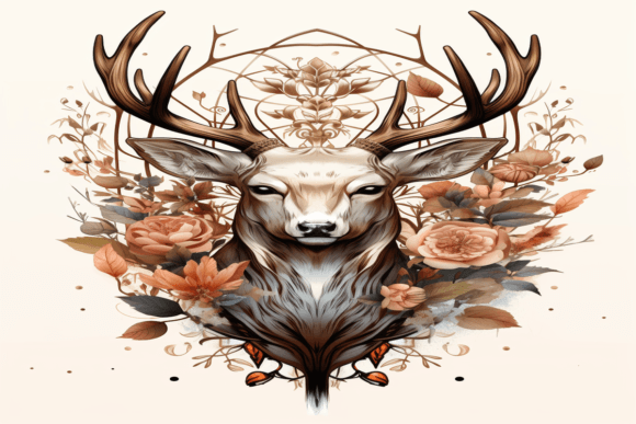 Floral Reindeer Background