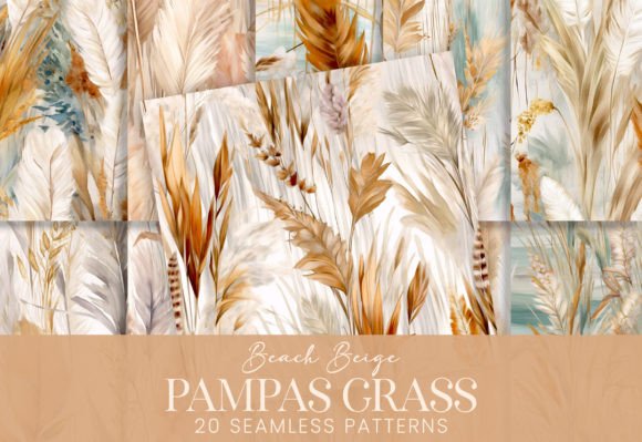 Pampas Grass Watercolor Beach Botanicals