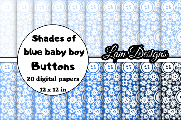 Shades of Blue Baby Boy Buttons Papers