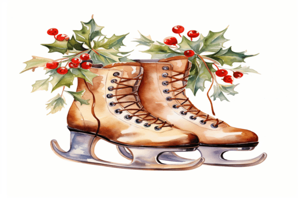 Watercolor Ice Skate Shoes Background: A Creative Tool for Modern Design Projects